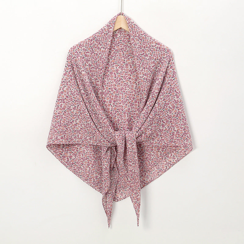Pearl Chiffon Printed Square Scarf Pleated Scarf