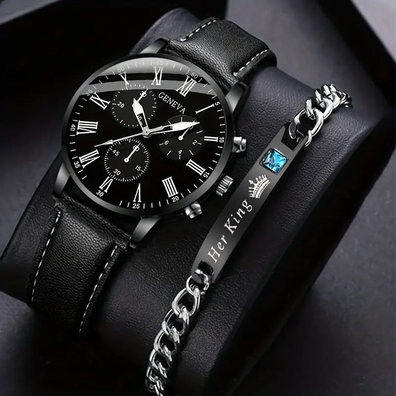 Trendy Men's Leather Belt Watch