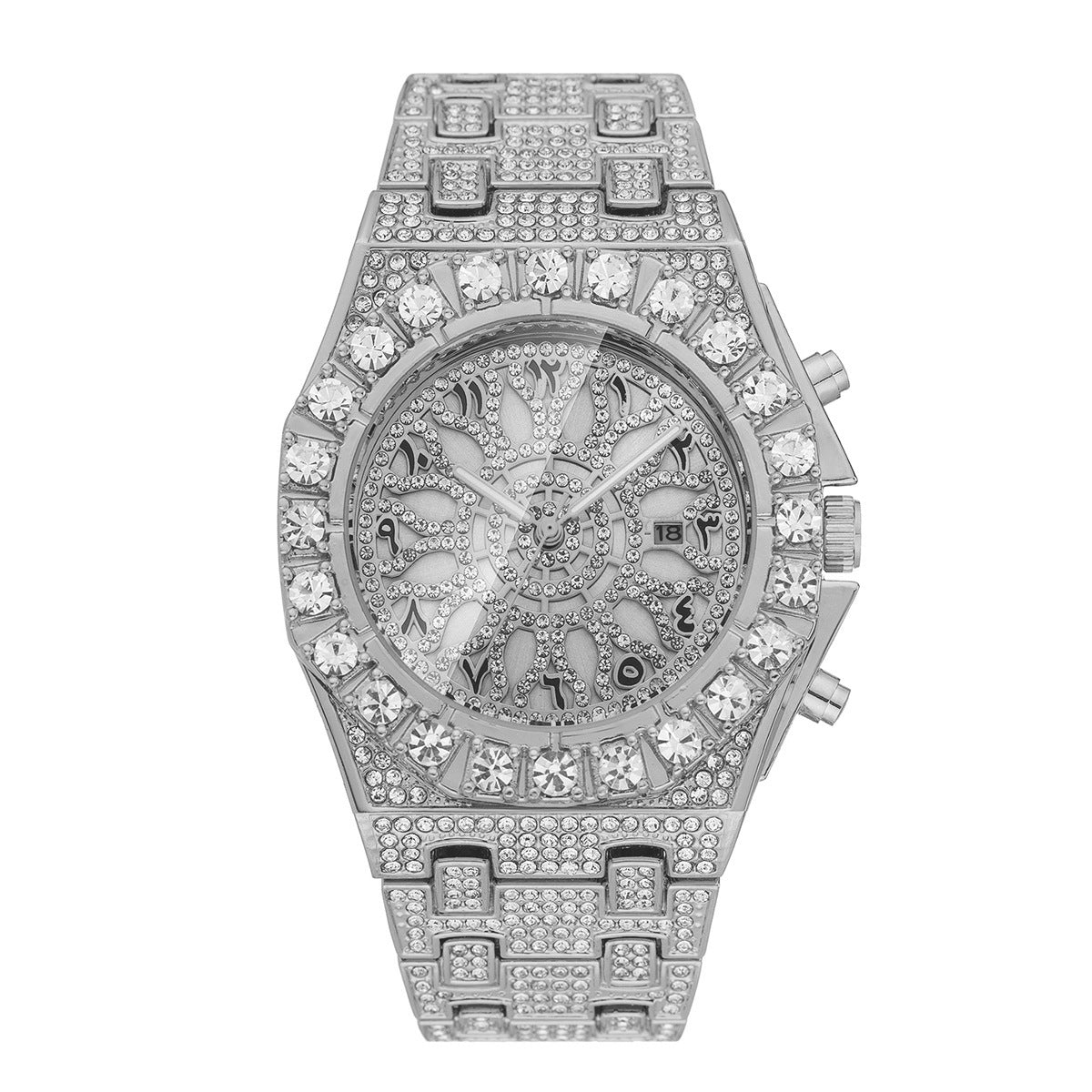 Hip Hop Niche Design Full Diamond Arabic Scale Men's Watch