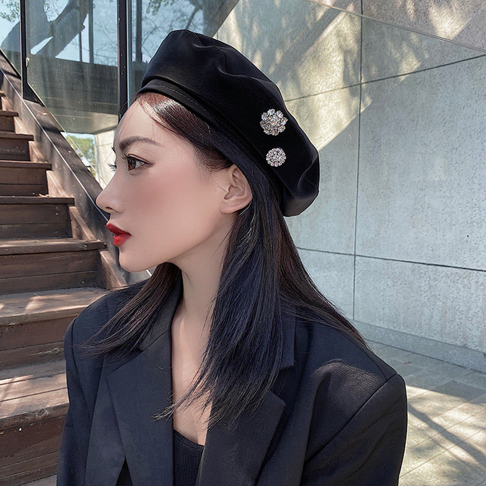 Women's Trendy All-match PU Beret Hat