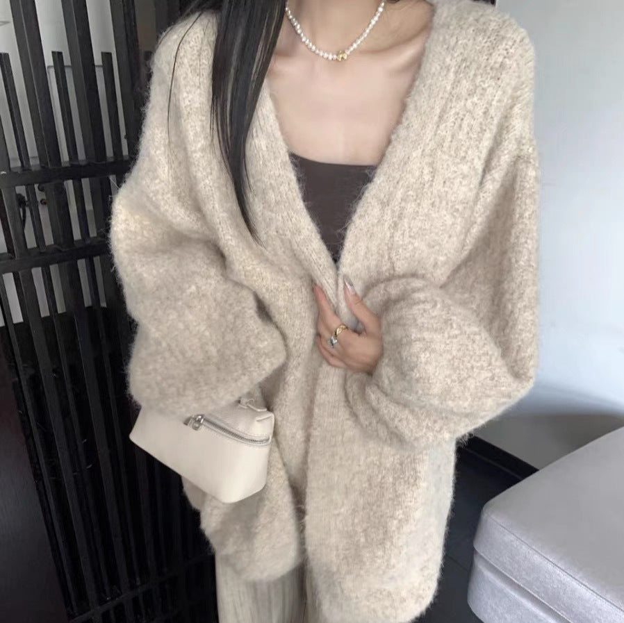 Loose Sweet Mid-length Knitted Cardigan