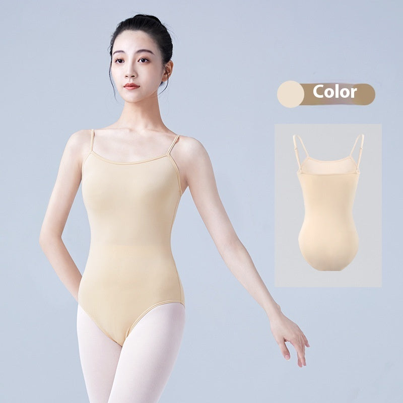 Female Ballet Dance Bottoming Shirt Flesh Color Sleeveless Jumpsuit