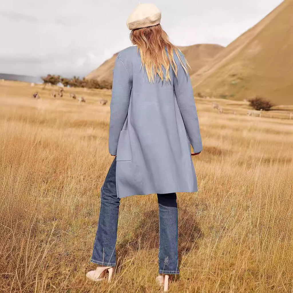 Fashion All-match Comfort And Casual Woolen Turn-down Collar Coat