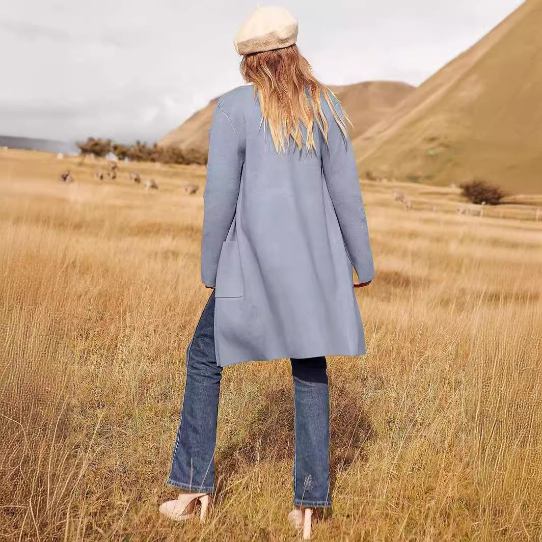 Fashion All-match Comfort And Casual Woolen Turn-down Collar Coat