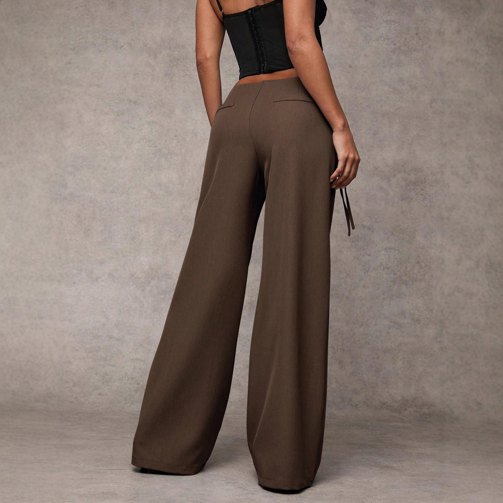 Women's Casual Fashion Design Low-waist Slightly Flared Suit Pants