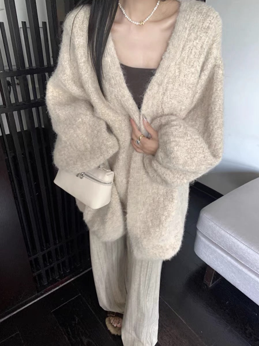 Loose Sweet Mid-length Knitted Cardigan