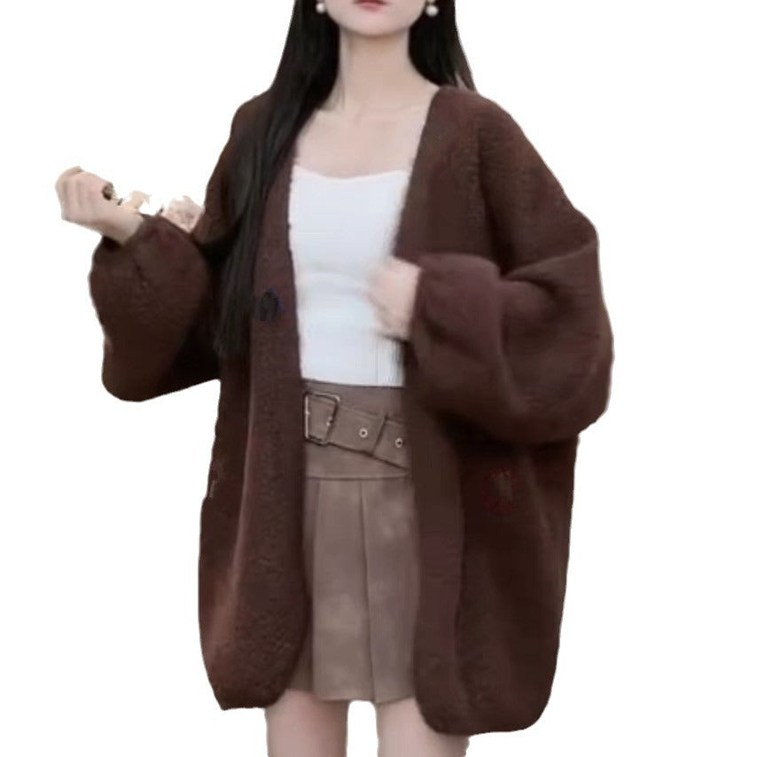 Loose Sweet Mid-length Knitted Cardigan
