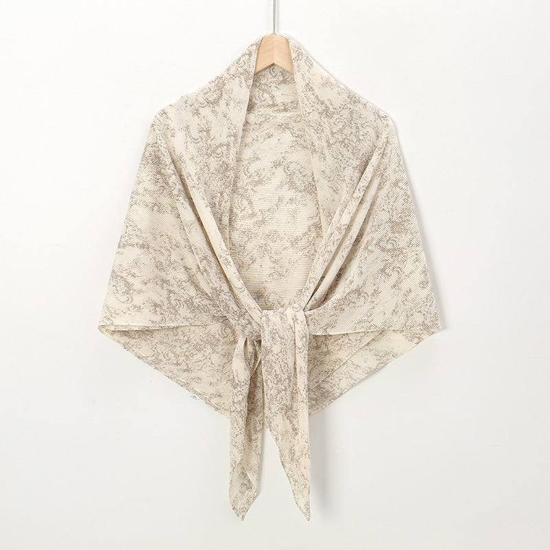 Pearl Chiffon Printed Square Scarf Pleated Scarf