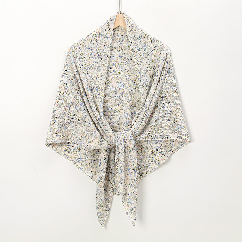 Pearl Chiffon Printed Square Scarf Pleated Scarf
